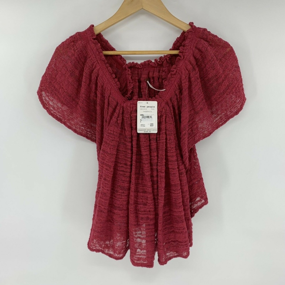 Free People Top Thrills & Frills Lace Off Shoulder - Picture 2 of 7